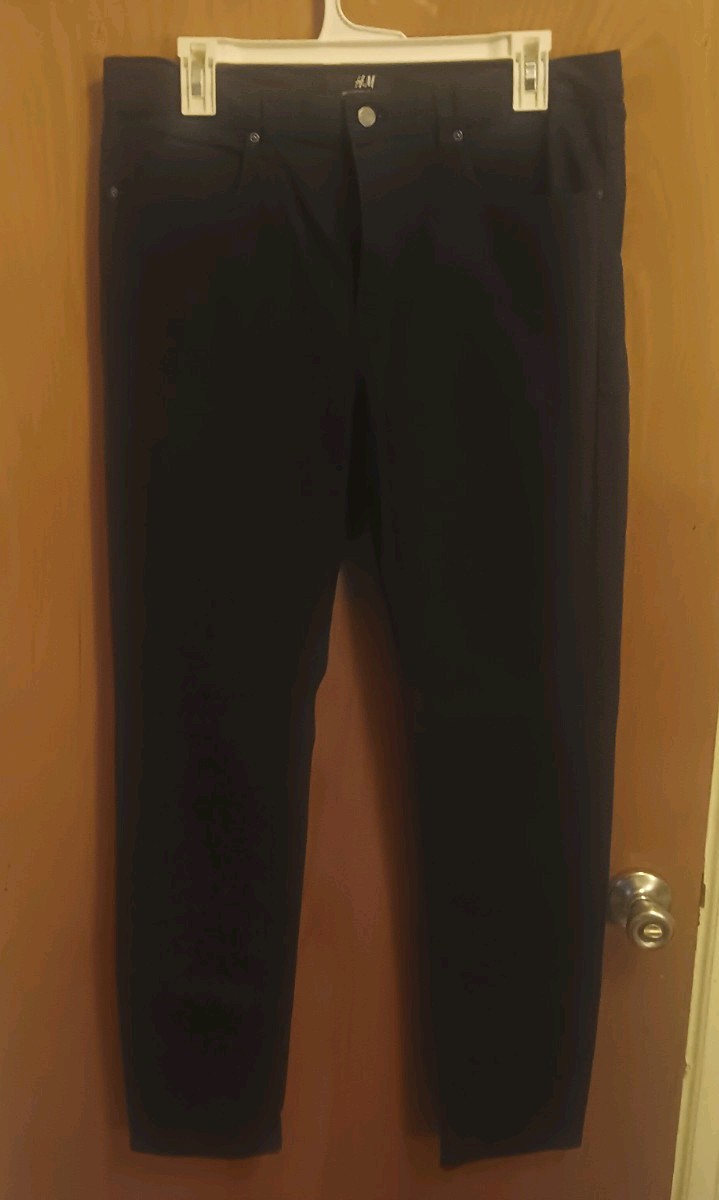 H&M Navy Blue Skinny Fit Five Pocket Jean Pants Men\'s Size 33 PREOWNED