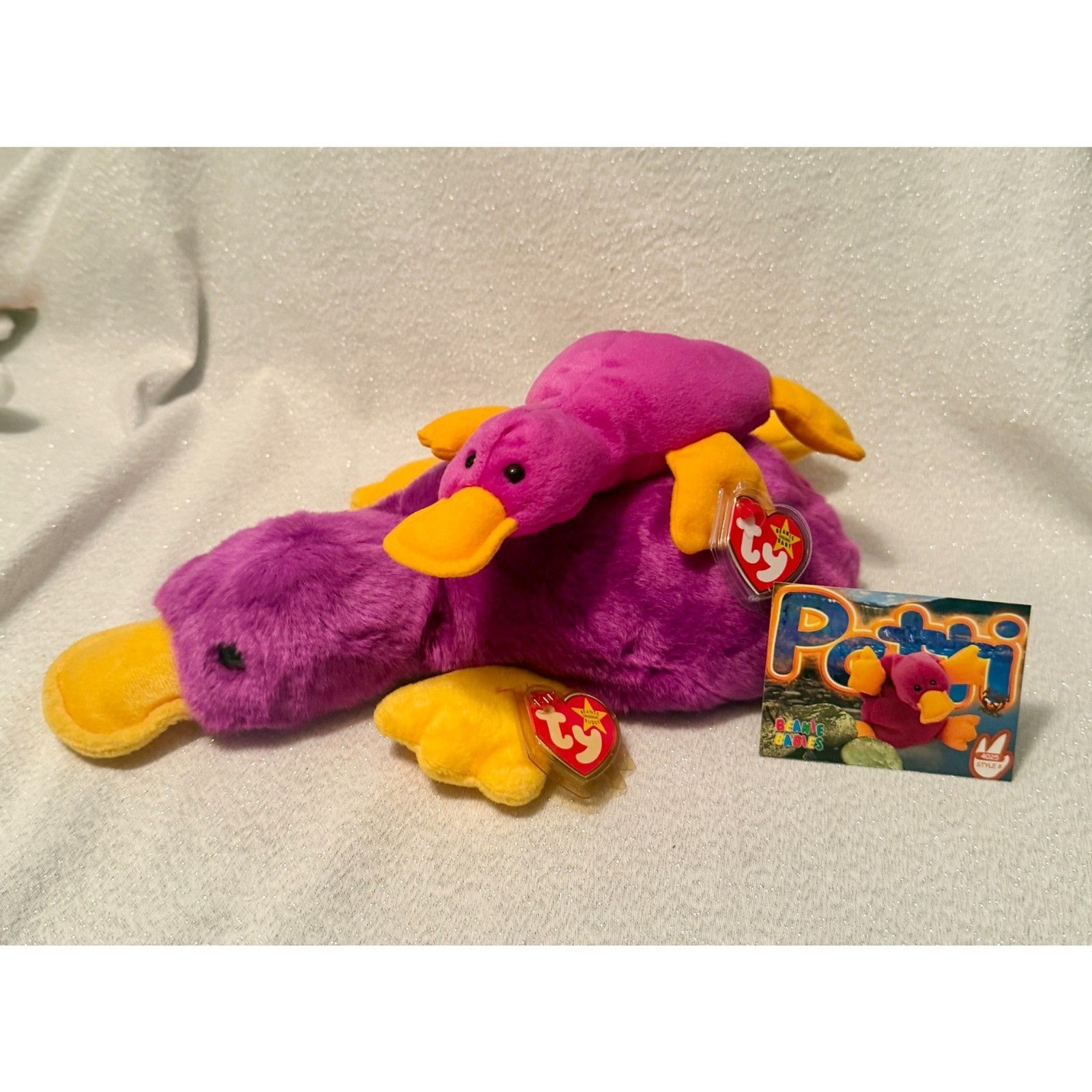 Lot of TY Patti Beanie Baby PVC, Beanie Buddy, and Collectors card Errors