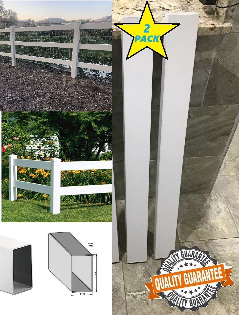 Brand new PVC Tube Vinyl Fence Rail Pack - 2\
