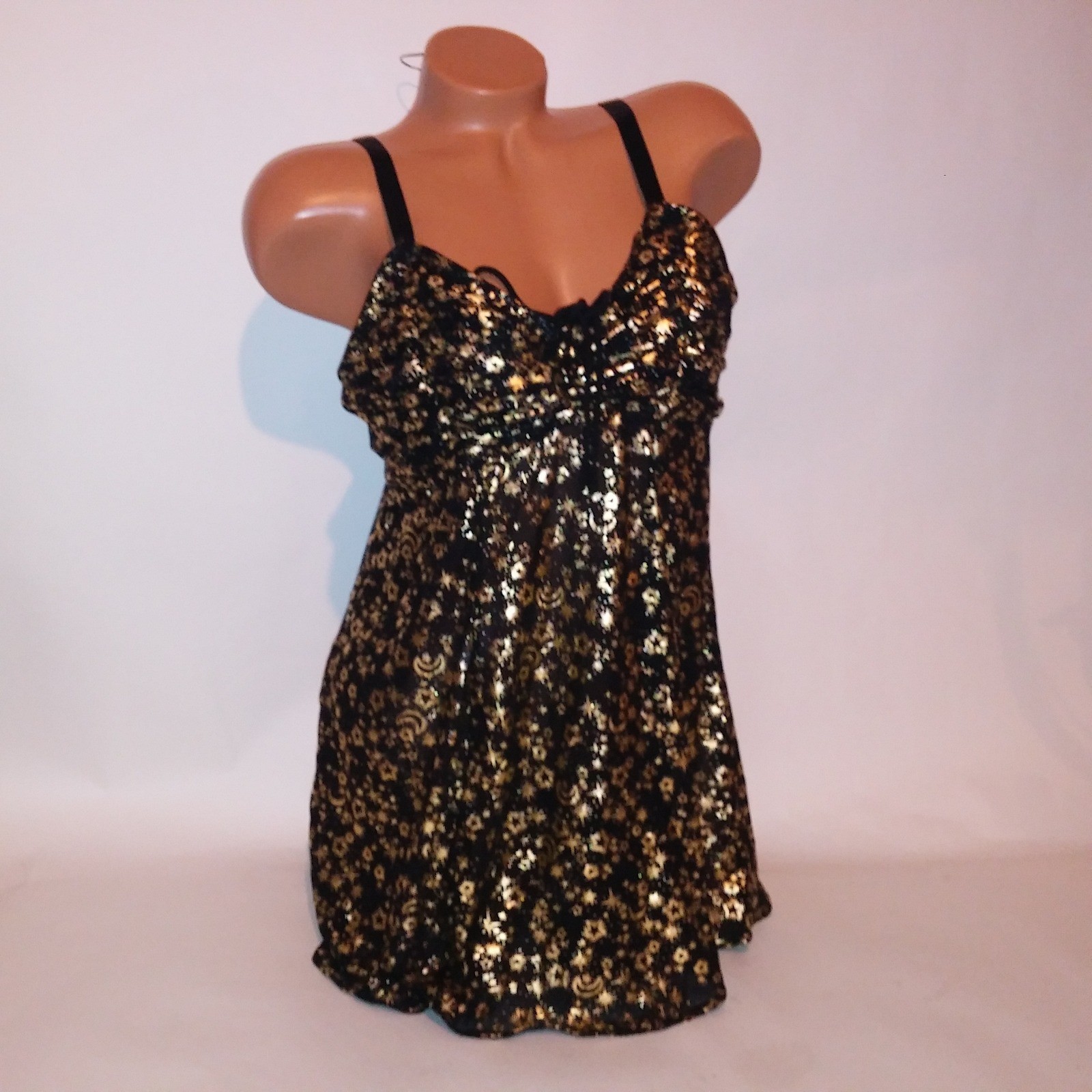 Torrid Lingerie Chemise Slip 2X Black Hold Stars Metallic Sheer Wireless Torrid Lingerie Chemise Slip 2X Black Hold Stars Metallic Sheer Wireless