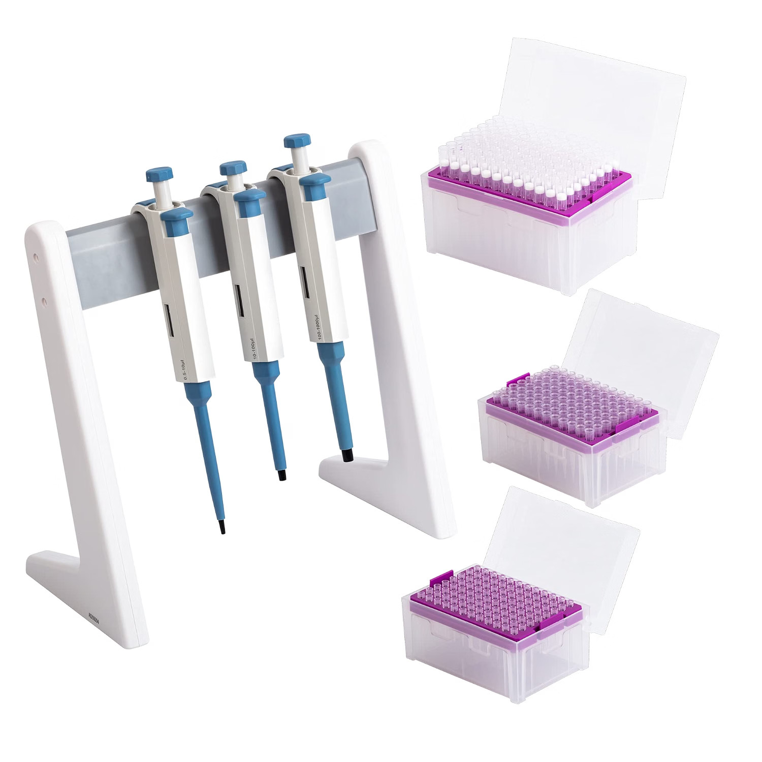 Micropipette Kit With Tips 0.5-10ul 10-100ul 100-1000ul 3 Racks Huwazine New