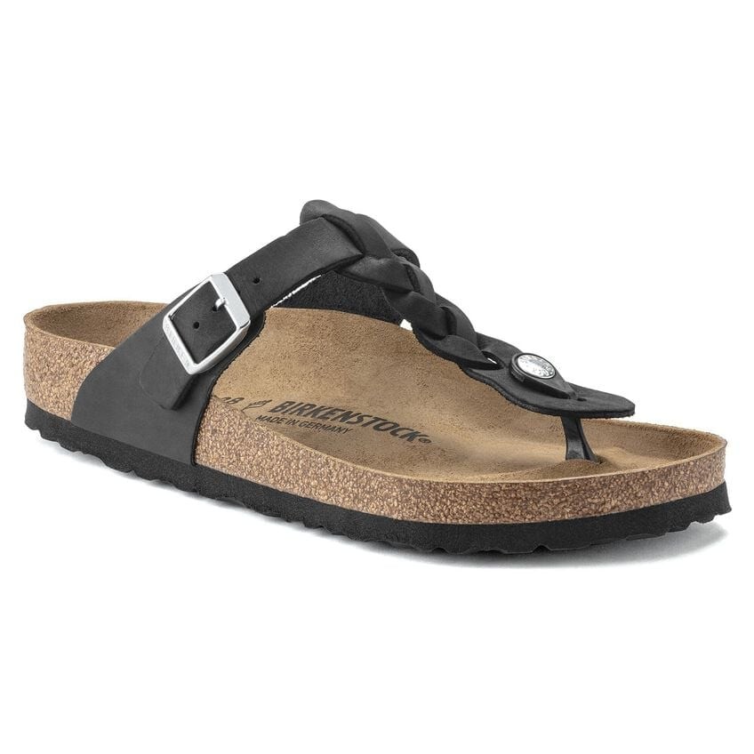 BIRKENSTOCK GIZEH BRAID WOMEN\'S REGULAR FIT - SIZE: MEN 4 WOMEN 6 - BLACK