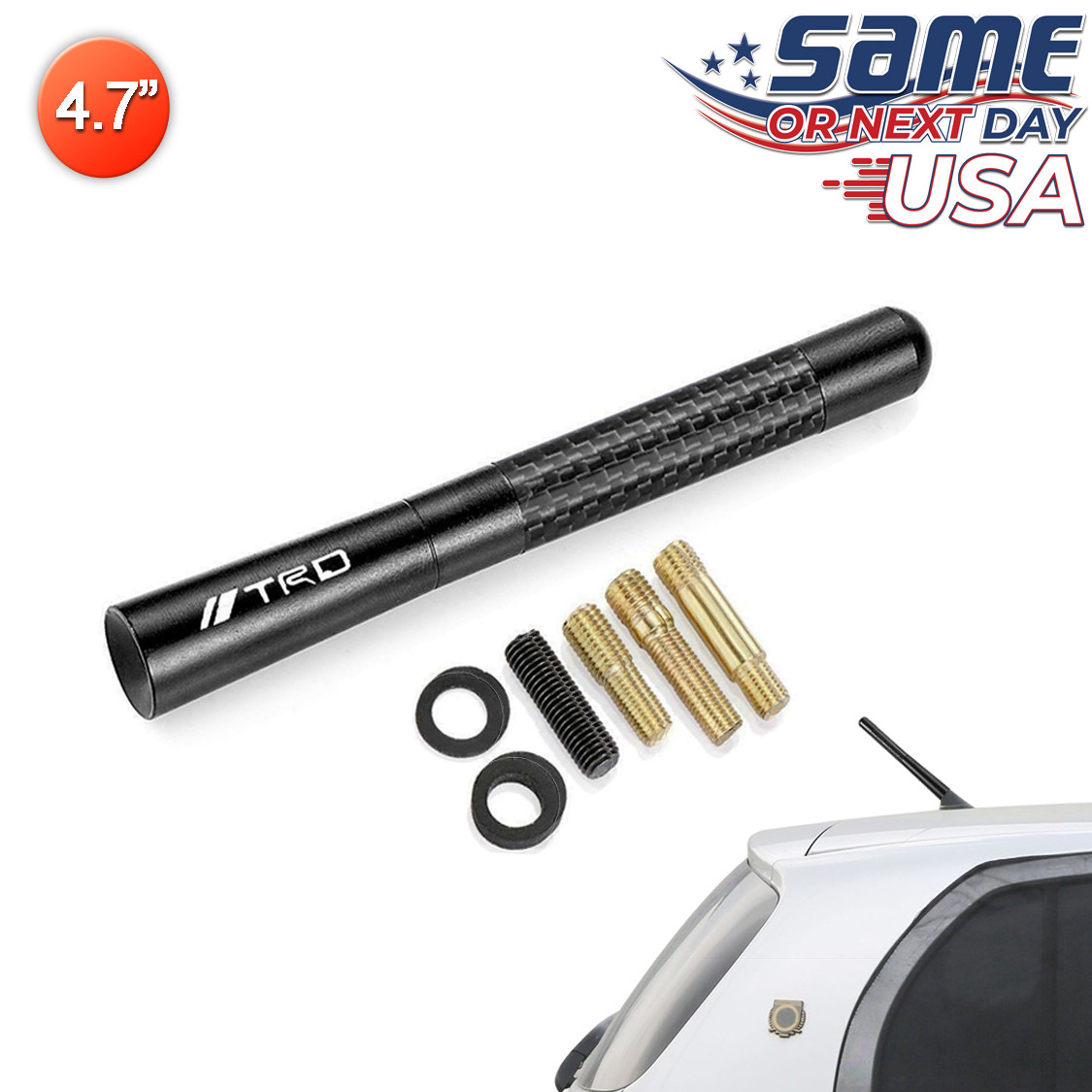 TRD Carbon Fiber Antenna BLACK Aluminum Stubby 4.7