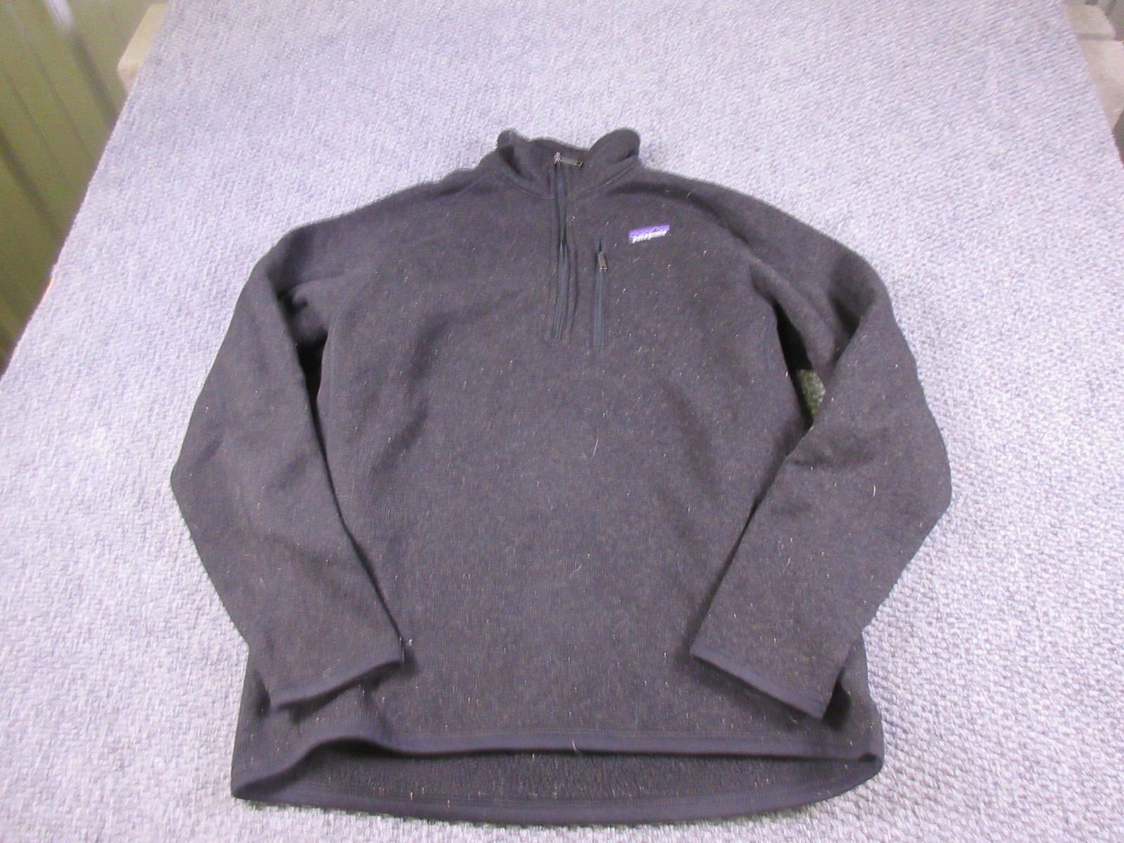 Patagonia Sweater Mens Medium Black 1/4 Zip Fleece Mock Neck Pullover Outdoor