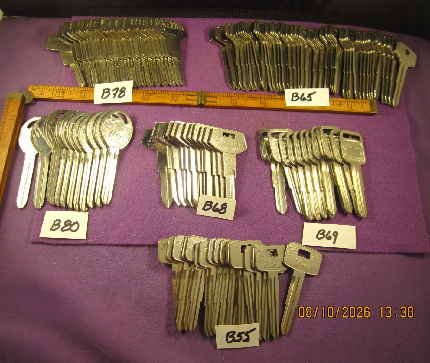 120 PC NEW OLD STOCK GM B65, B78, B69, B80, B68, 55 UNCUT KEY BLANKS NICKLE ILCO