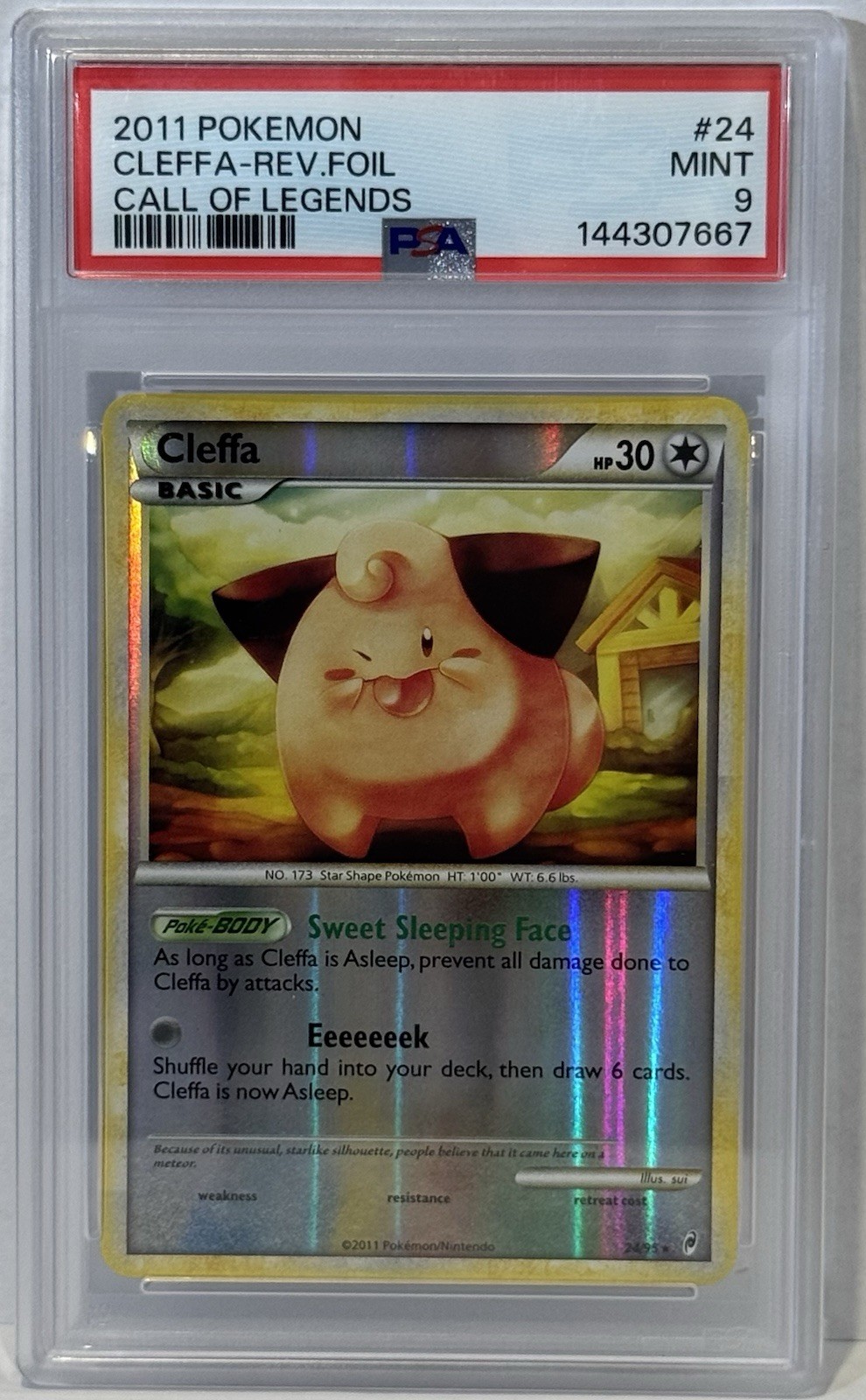 2011 Pokemon Cleffa Reverse Holo Foil #24 Call Of Legends PSA 9 Mint 2011 Pokemon Cleffa Reverse Holo Foil #24 Call Of Legends PSA 9 Mint