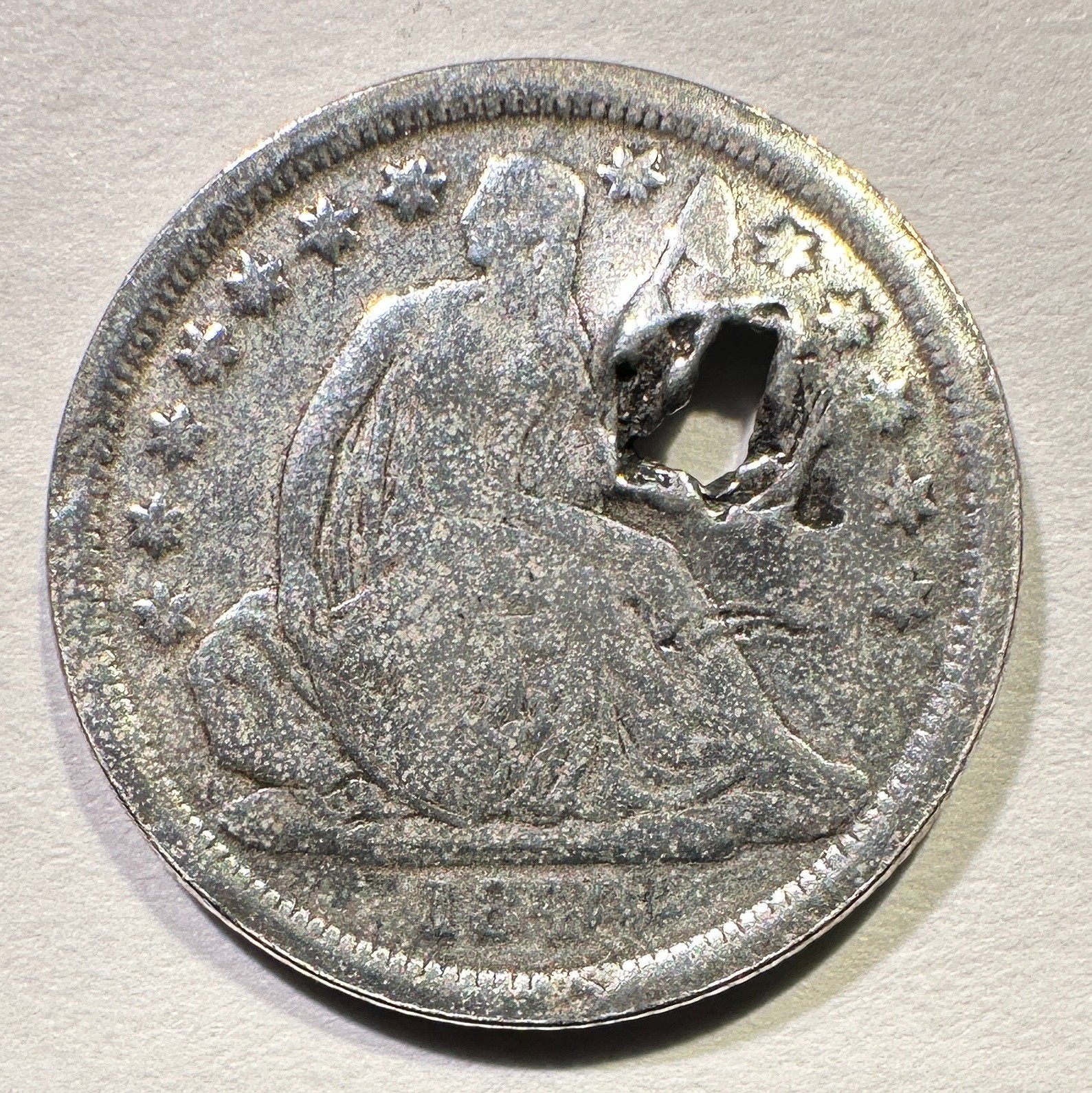 1840-O Seated Liberty Dime Silver Holed Scarce New Orleans Mint No Drapery 1840-O Seated Liberty Dime Silver Holed Scarce New Orleans Mint No Drapery