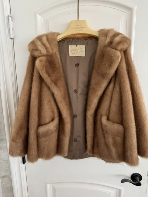 Vintage 1960s Genuine Mink Fur Jacket Coat Clyde Burtrum Flint Michigan Brown