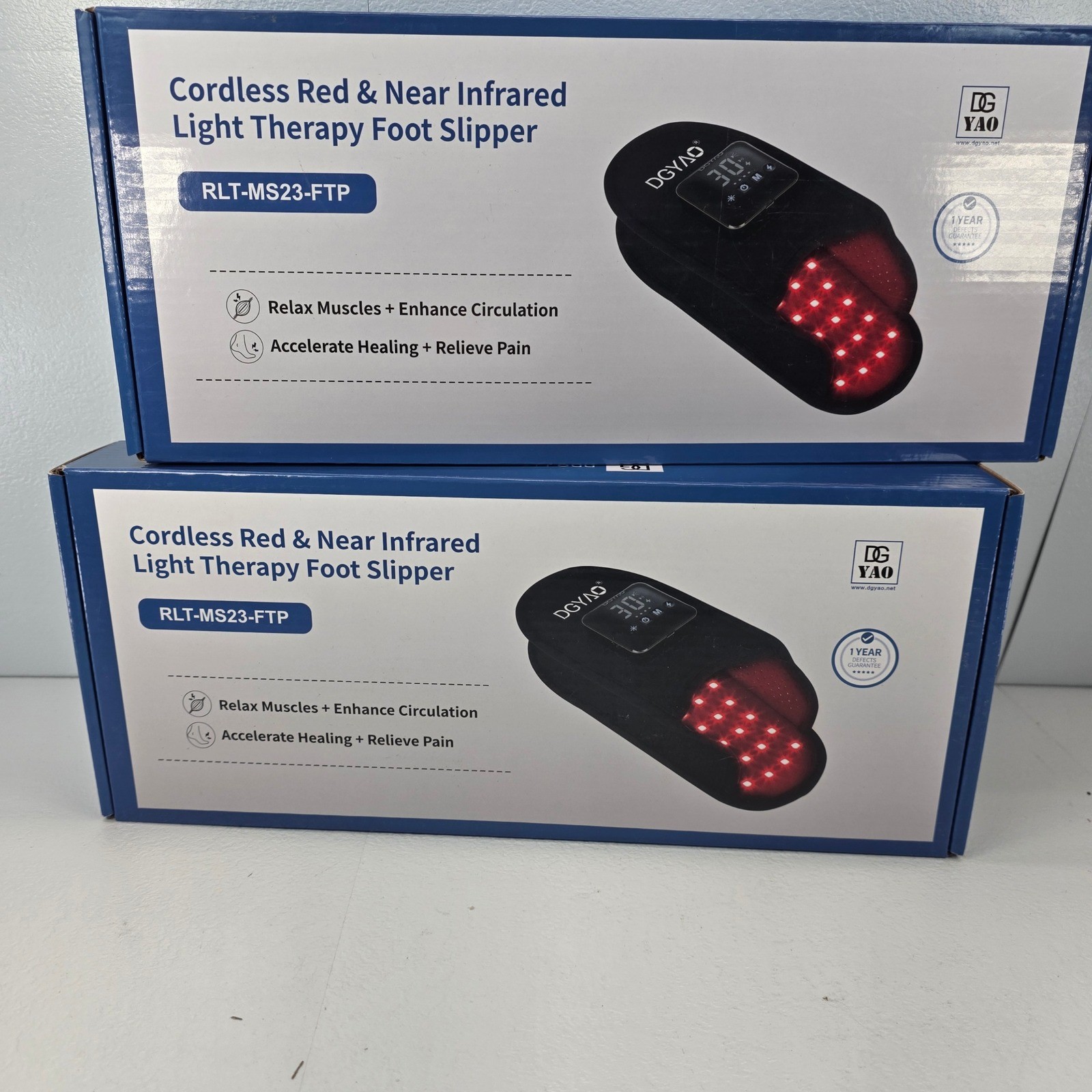 Pair of DGYAO Cordless Red Near Infrared Light Therapy Foot Slipper RLTMS23FTP