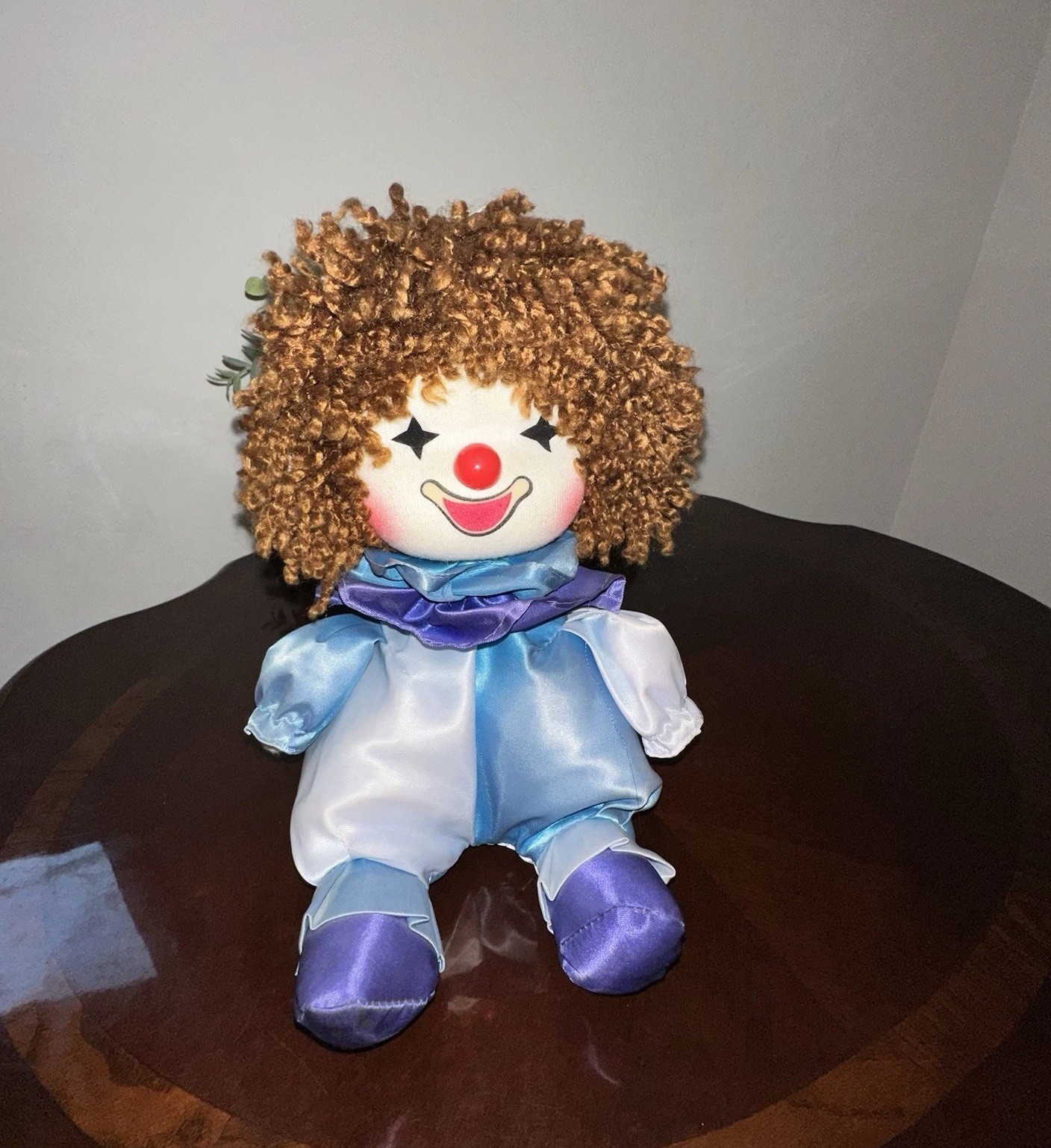 Vintage Faratak Inc Wind Up Musical Clown 1980s Yarn Hair Works Head Moves