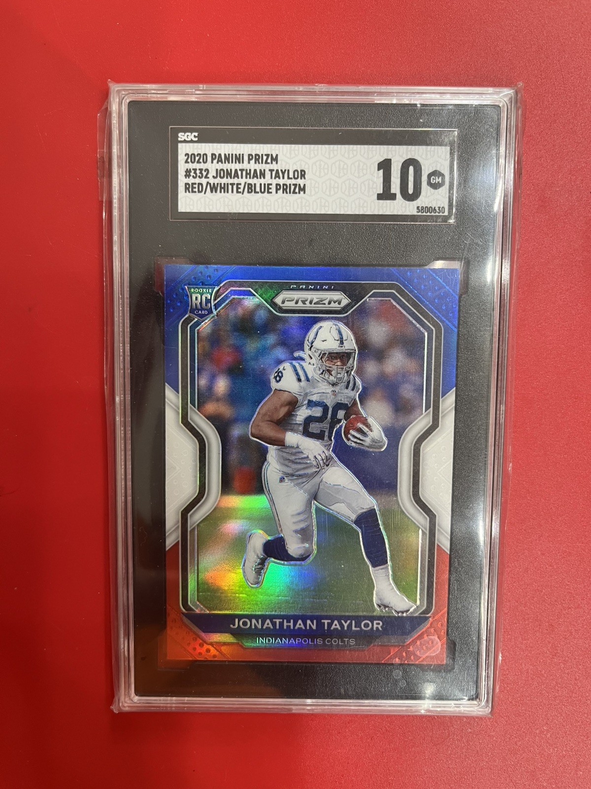 2020 Panini Prizm JONATHAN TAYLOR Red White Blue Rookie - SGC 10 GEM MINT 2020 Panini Prizm JONATHAN TAYLOR Red White Blue Rookie - SGC 10 GEM MINT