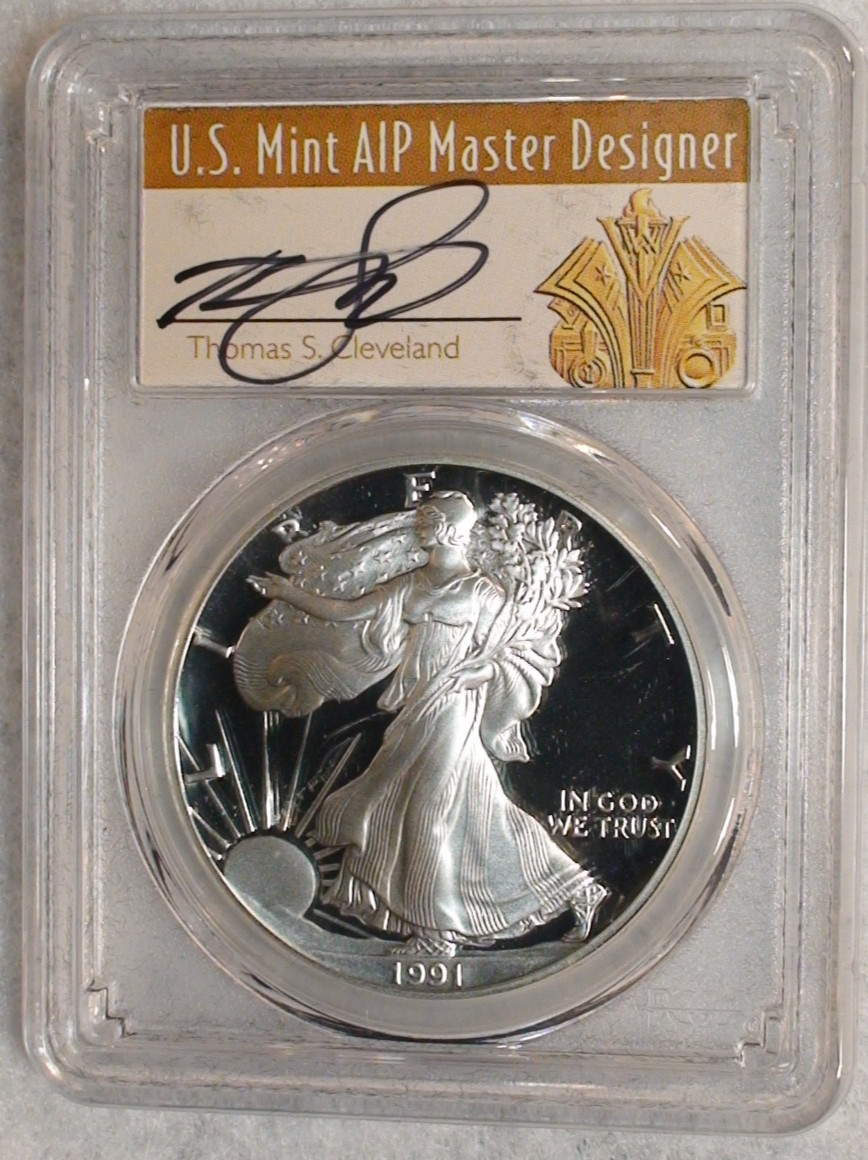 1991 S PCGS PR70 DCAM SILVER EAGLE DOLLAR SIGNED CLEVELAND $1 COIN AUTOGRAPH