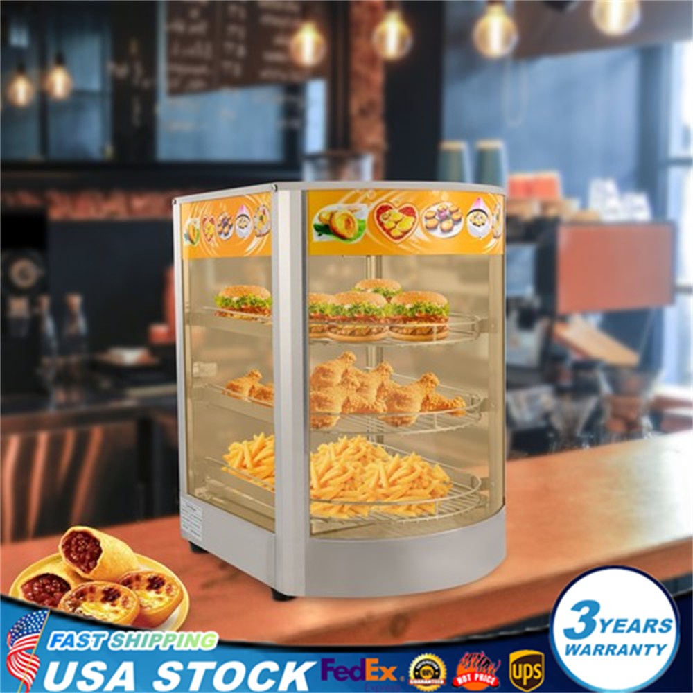 3 Tiers Commercial Food Warmer Display Electric Countertop Pretzel Pizza Warmer
