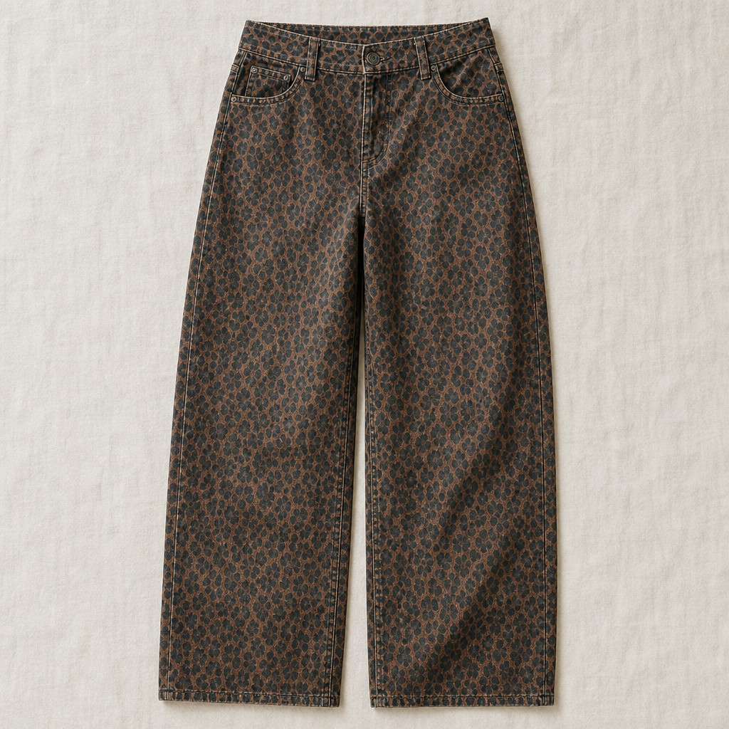 Madewell Low-Slung Baggy Leopard Print Jeans Women’s 32 Y2K Denim