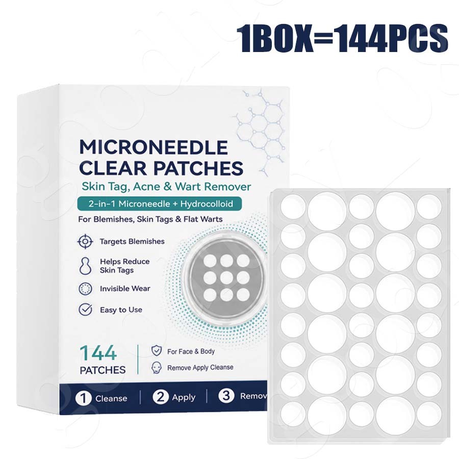 1/2X Curalona Microneedle Patches 144pcs, Skin Tag Wart Acne Remover Patches ~