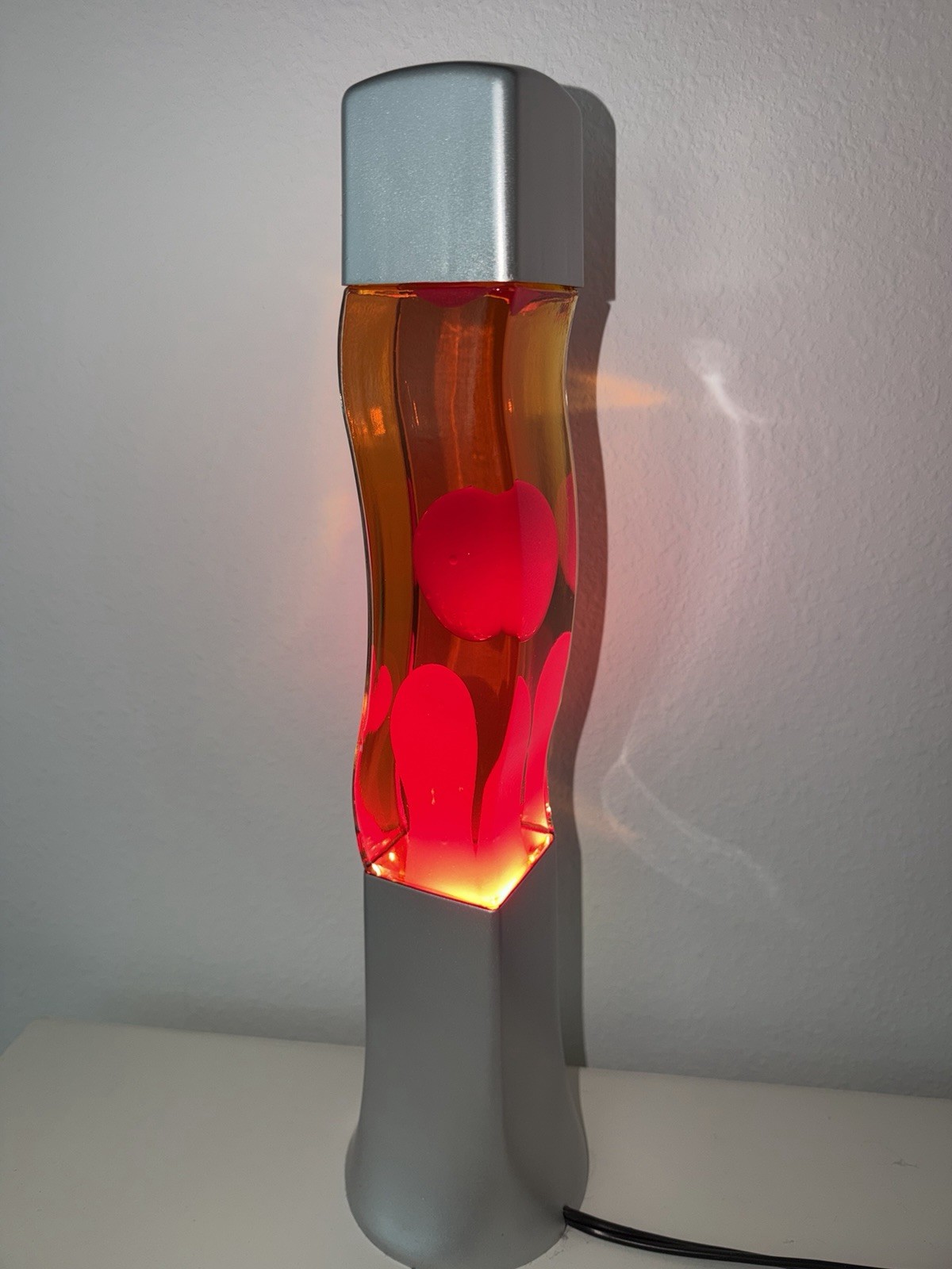 Vintage Rustic Orange & Neon red Wax Wavy S Shaped Lava Lamp Vintage Rustic Orange & Neon red Wax Wavy S Shaped Lava Lamp