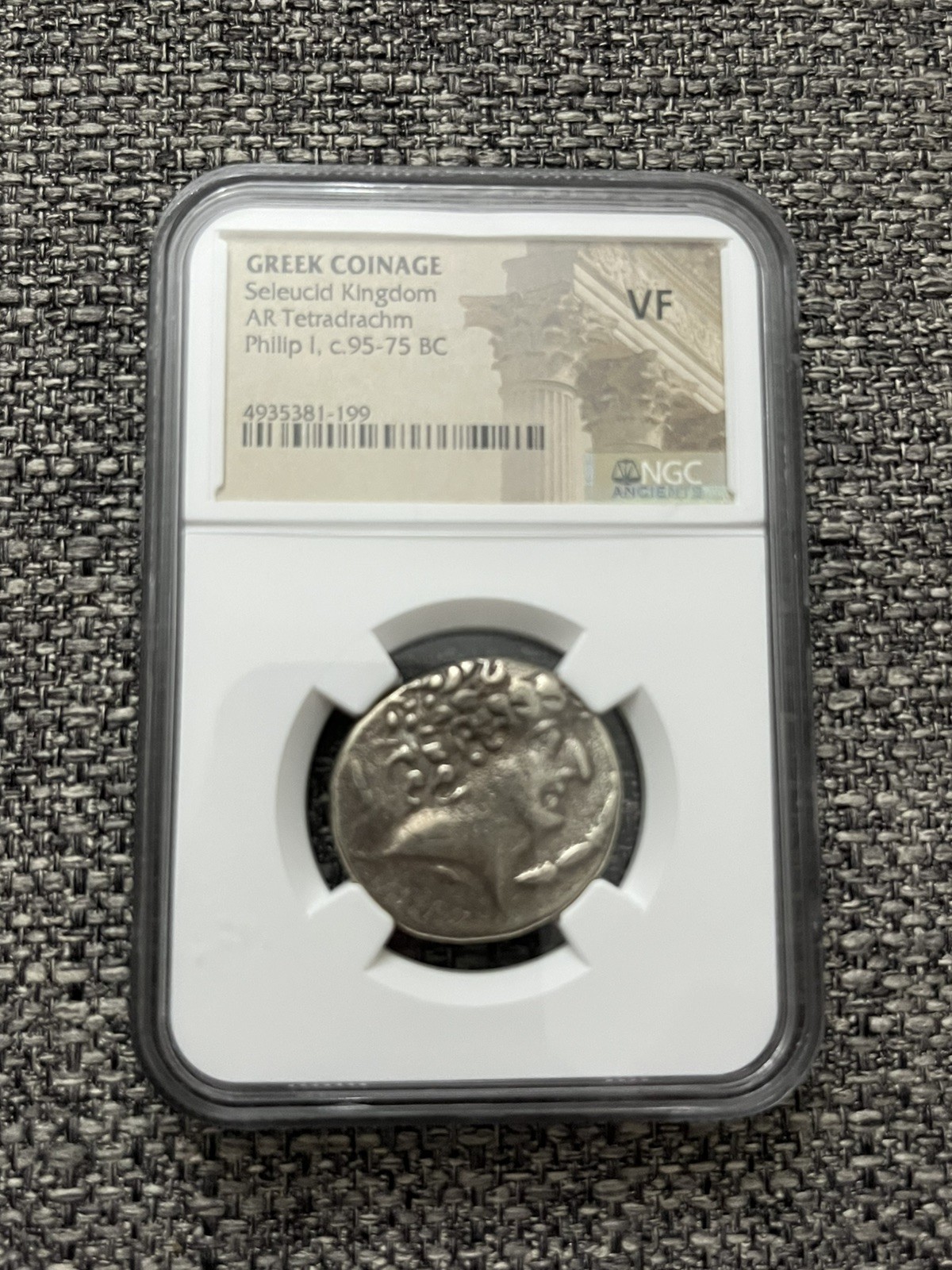 c.95-75 BC Greek Coinage Seleucid Kingdom AR Tetradrachm Philip I VF NGC c.95-75 BC Greek Coinage Seleucid Kingdom AR Tetradrachm Philip I VF NGC