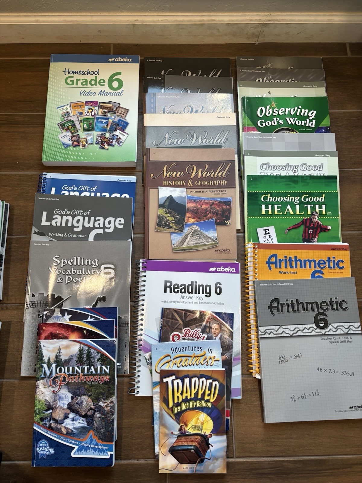 Abeka 6th Grade Curriculum Lot: Textbooks, Teacher Keys, Video Manual