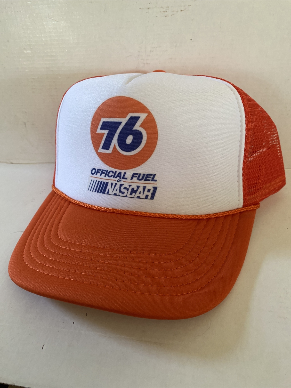Vintage 76 Gasoline Hat NASCAR Trucker Hat Adjustable snapback Orange Hat Vintage 76 Gasoline Hat NASCAR Trucker Hat Adjustable snapback Orange Hat