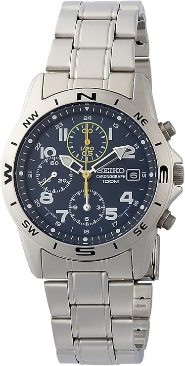 SEIKO Chronograph SND379P1 Blue Silver Men\'s Watch New in Box