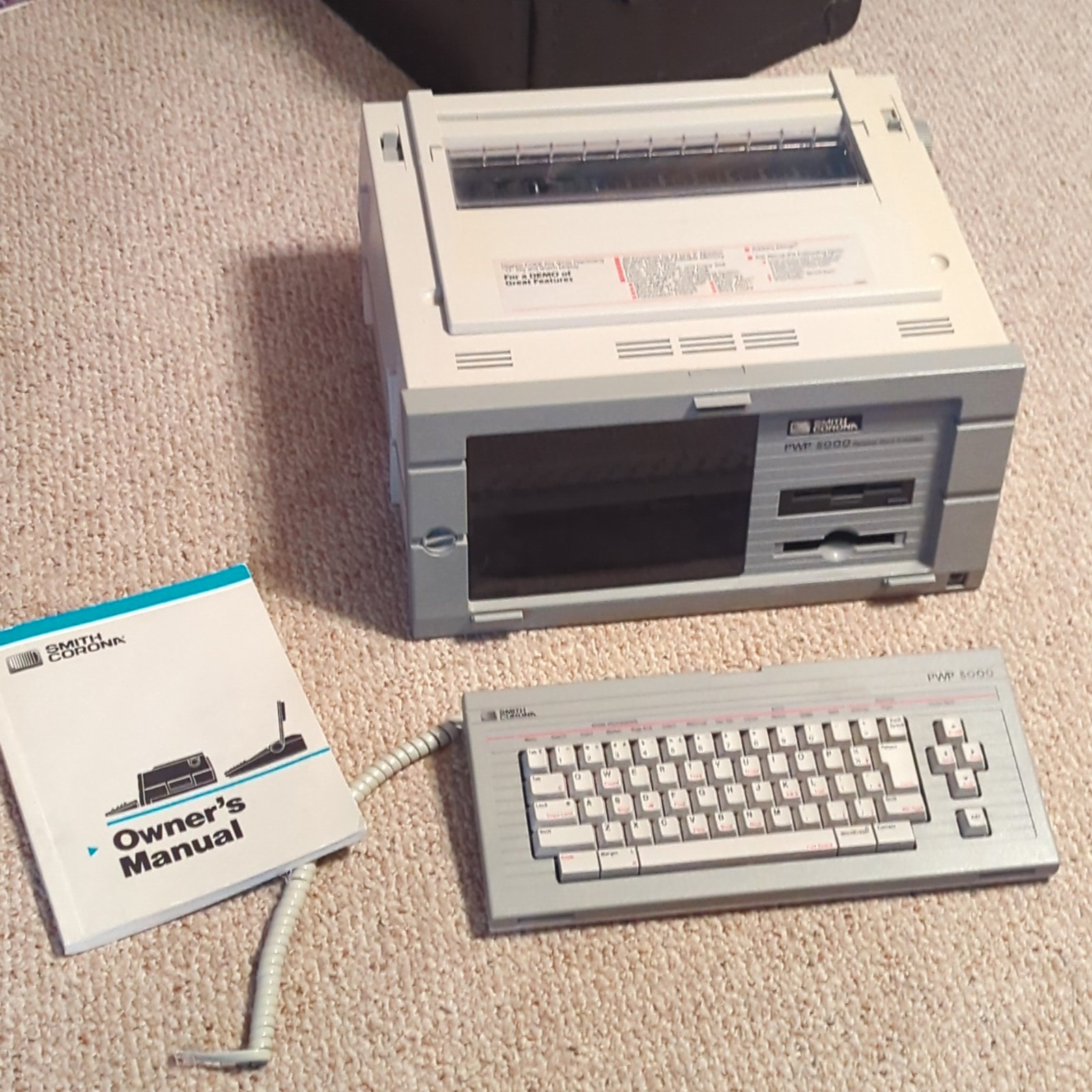 Smith Corona PWP 5000 Word Processor w/ Keyboard, Power Cord & Owner\'s Manual
