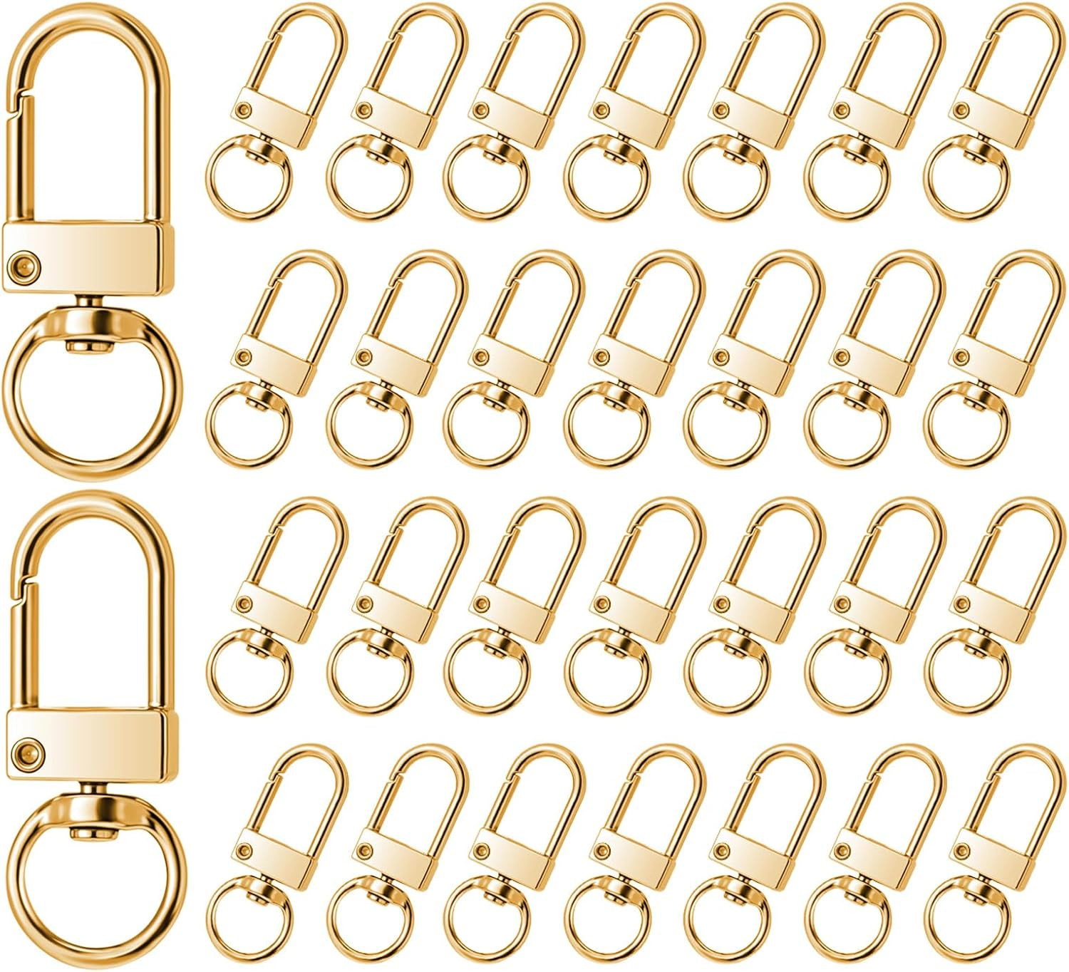30 Pcs Gold Metal Lobster Claw Clasps, Swivel Keychain Hooks DIY Craft Clips