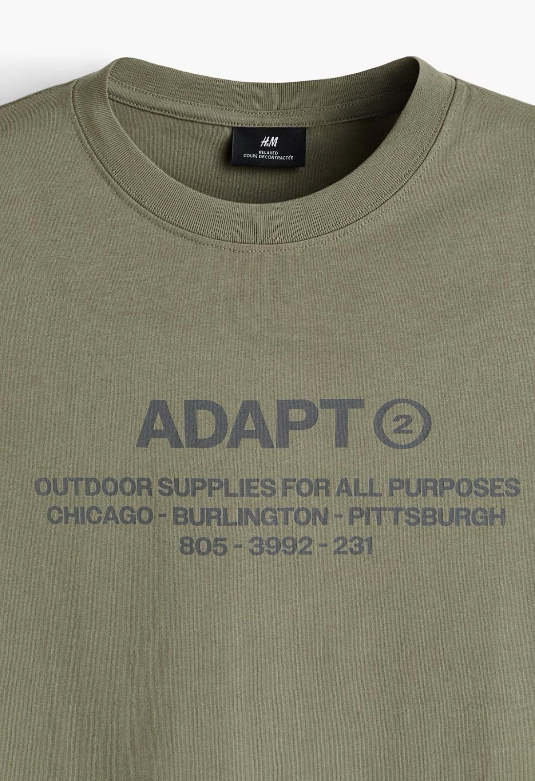 H&M Adapt Shirt Mens Large Green Outdoor Supplies Graphic Tee Relaxed Cotton NEW
