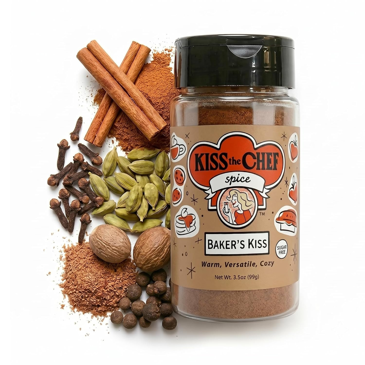 Kiss the Chef Baker\'S Kiss Cinnamon Cardamom Spice Blend, 3.5 Oz Kiss the Chef Baker\'S Kiss Cinnamon Cardamom Spice Blend, 3.5 Oz