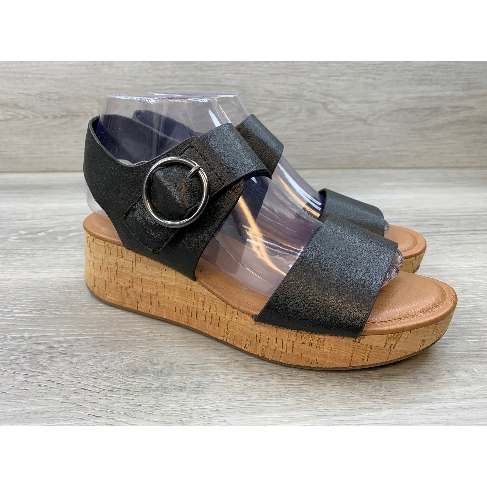 EuroSoft by Sofft Finnly Black Cork Wedge Sandals Women\'s 7.5 Comfort Shoes EuroSoft by Sofft Finnly Black Cork Wedge Sandals Women\'s 7.5 Comfort Shoes