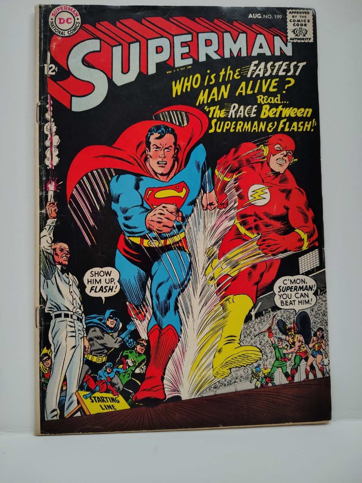 DC: Superman #199 (5.0)VG/FN  1967 KEY 1st Race- Flash Vs Superman-JLA