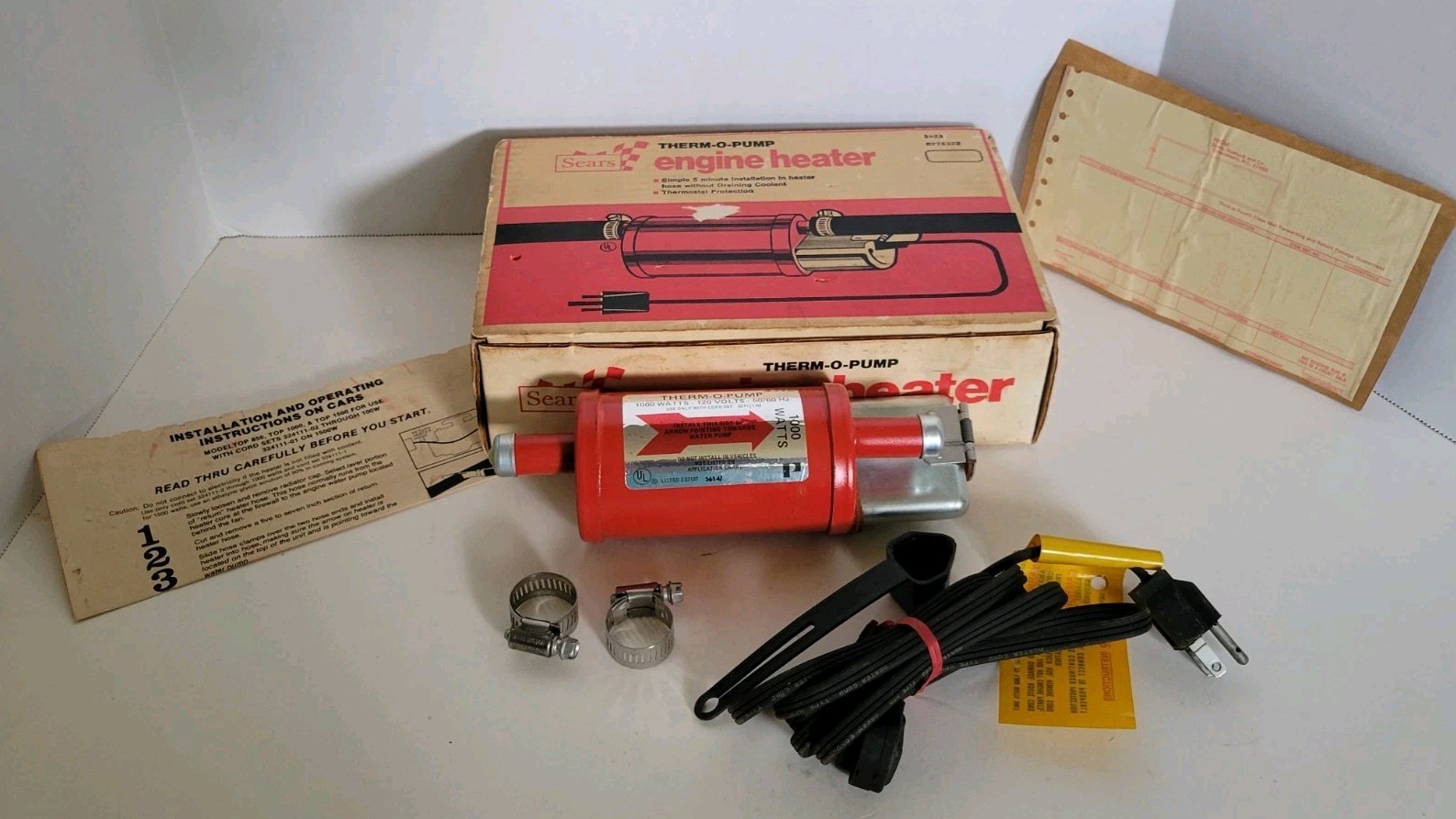Vtg. Sears Therm-O-Pump 1978 Engine Heater Cold Weather 1000W 120V