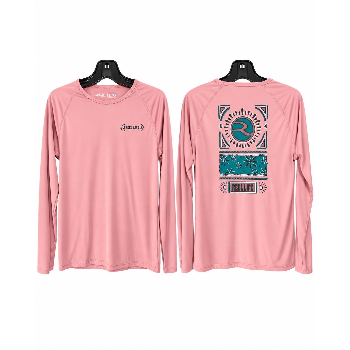 Reel Life Women’s Large Pink Long Sleeve Performance Fishing Shirt Thumbholes