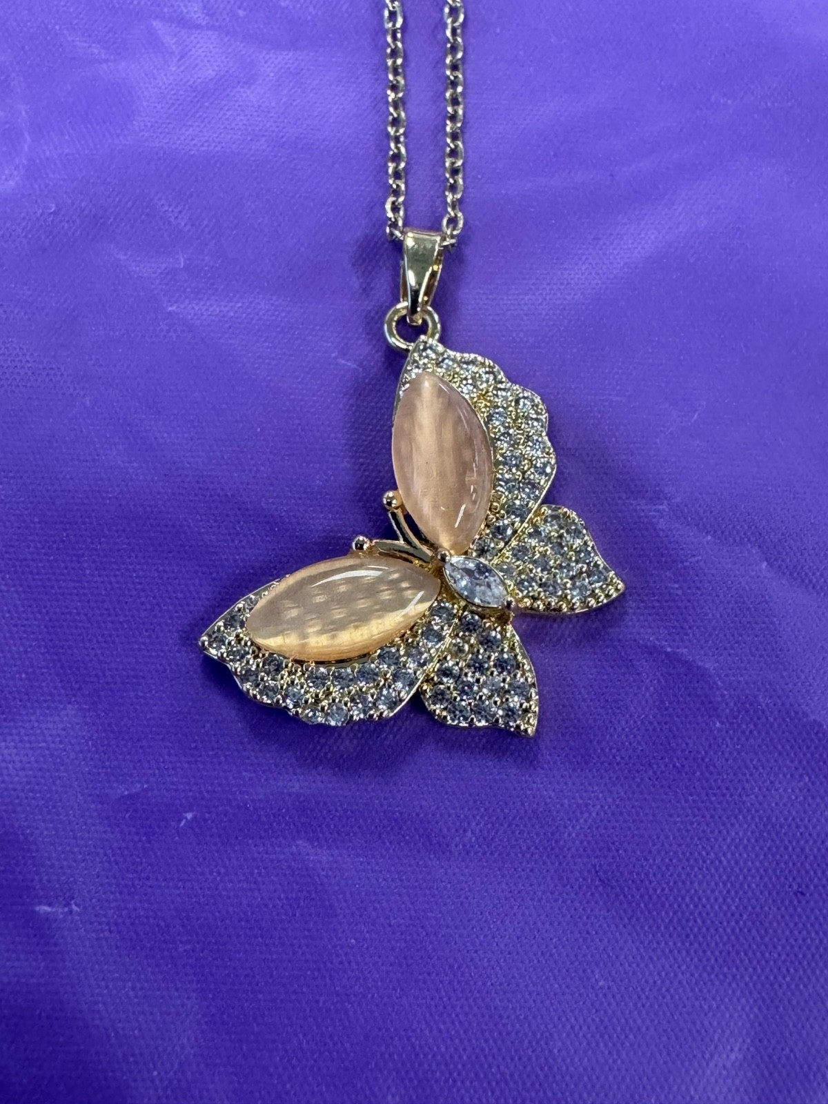 necklace women gold plated with butterfly