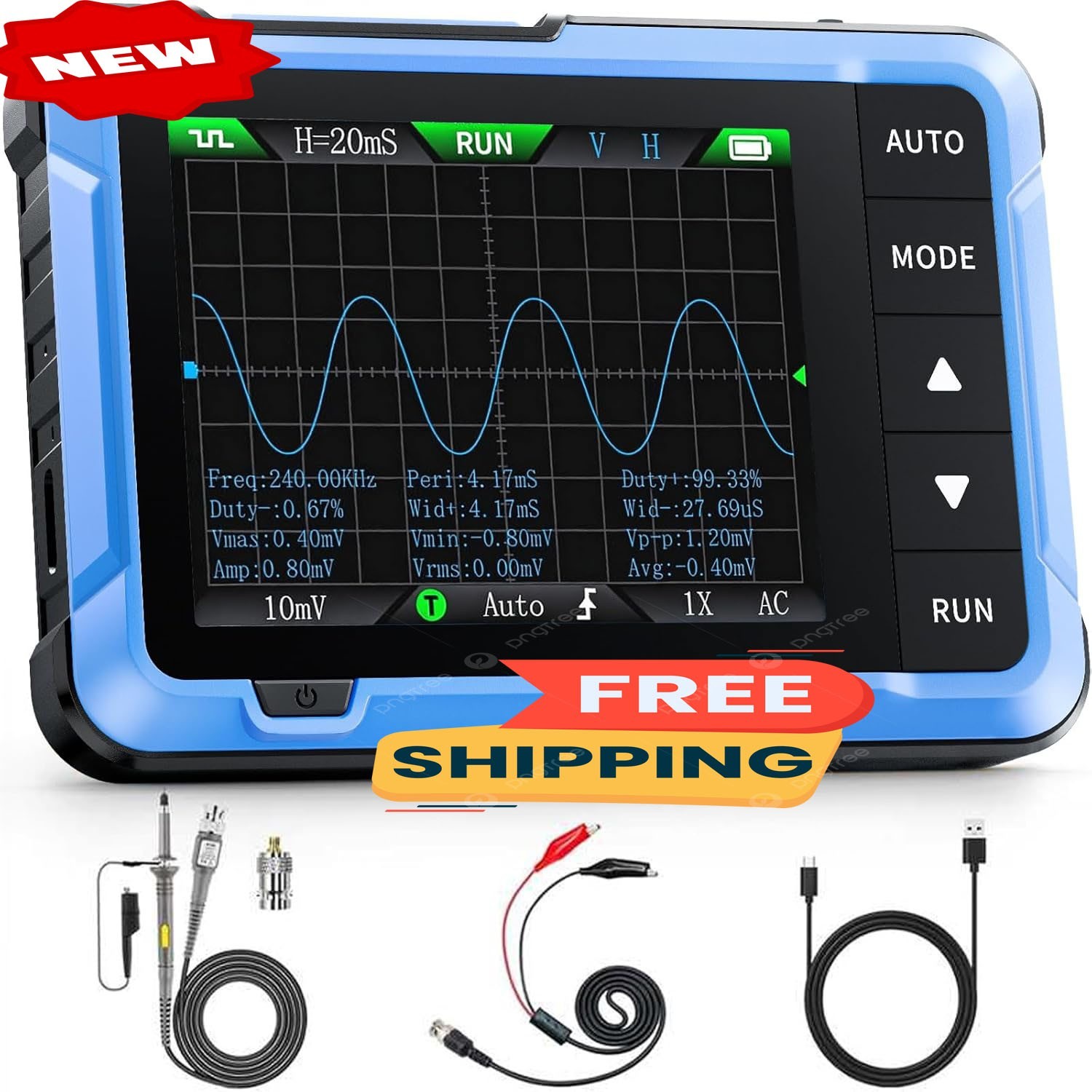 Osciloscopio portátil/Generador de señales DDS 2 en 1, osciloscopio digital port