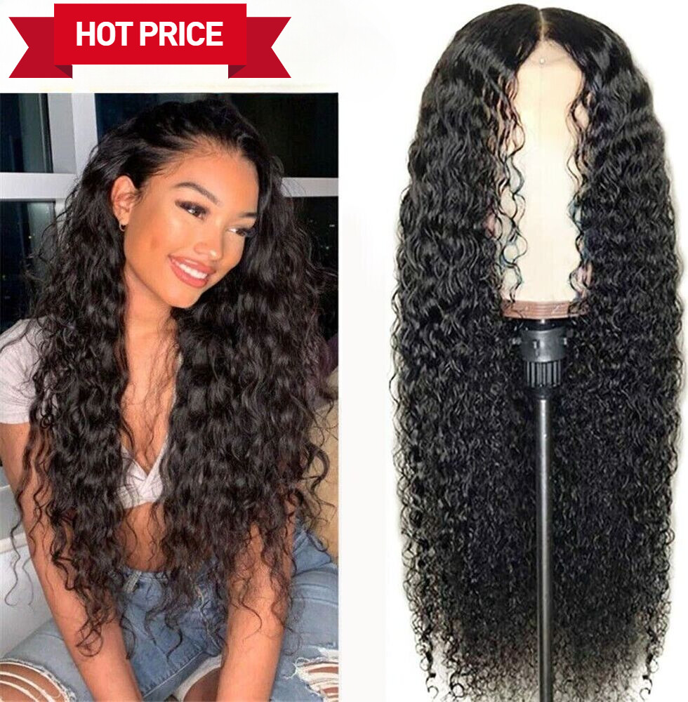 Human Hair Lace Front Wig Womens Brazilian Human Long Curly Wavy Hair Wigs New
