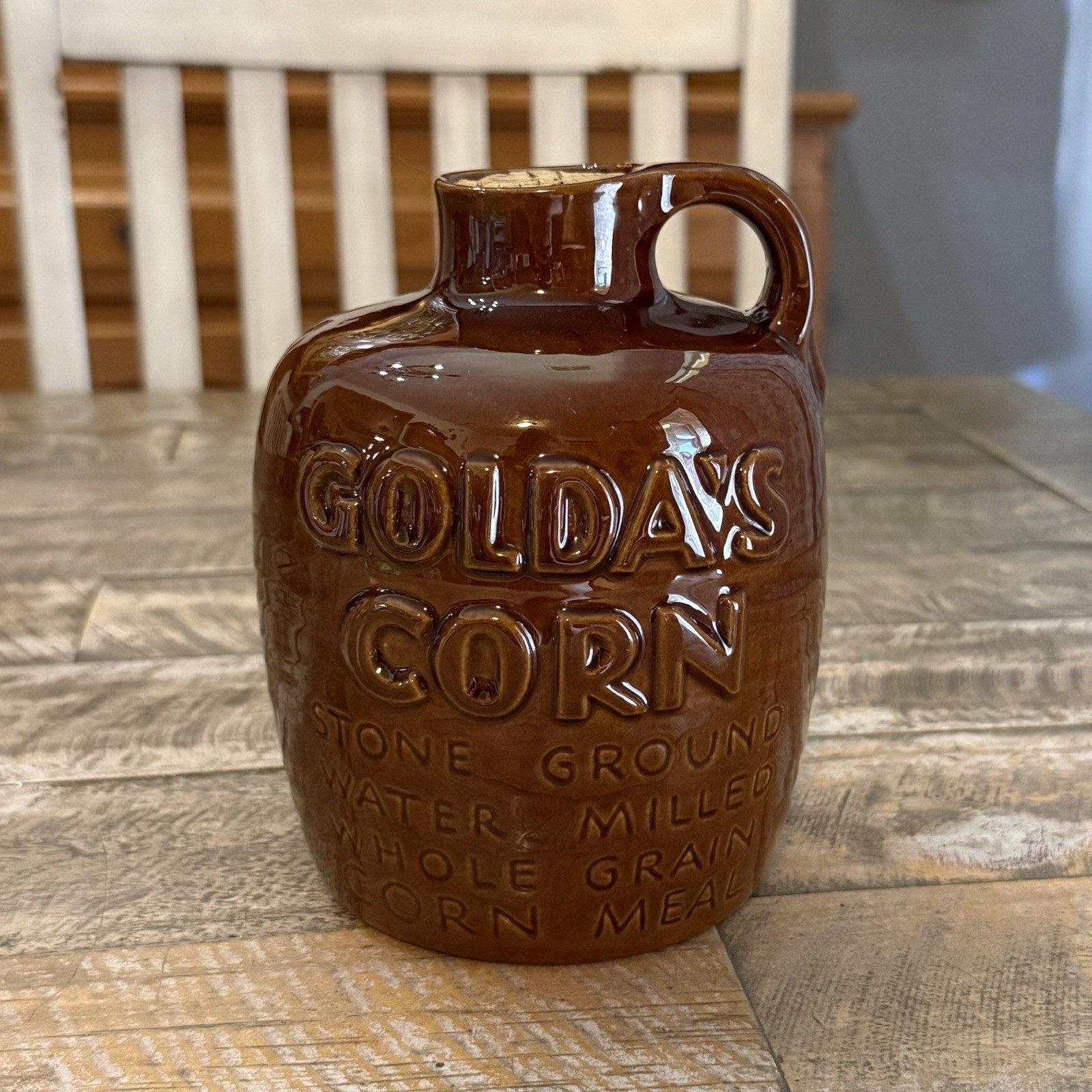 Frankoma Goldas Corn Meal #810 Brown Whiskey Jug Original Cork Ada Clay 1951 Frankoma Goldas Corn Meal #810 Brown Whiskey Jug Original Cork Ada Clay 1951
