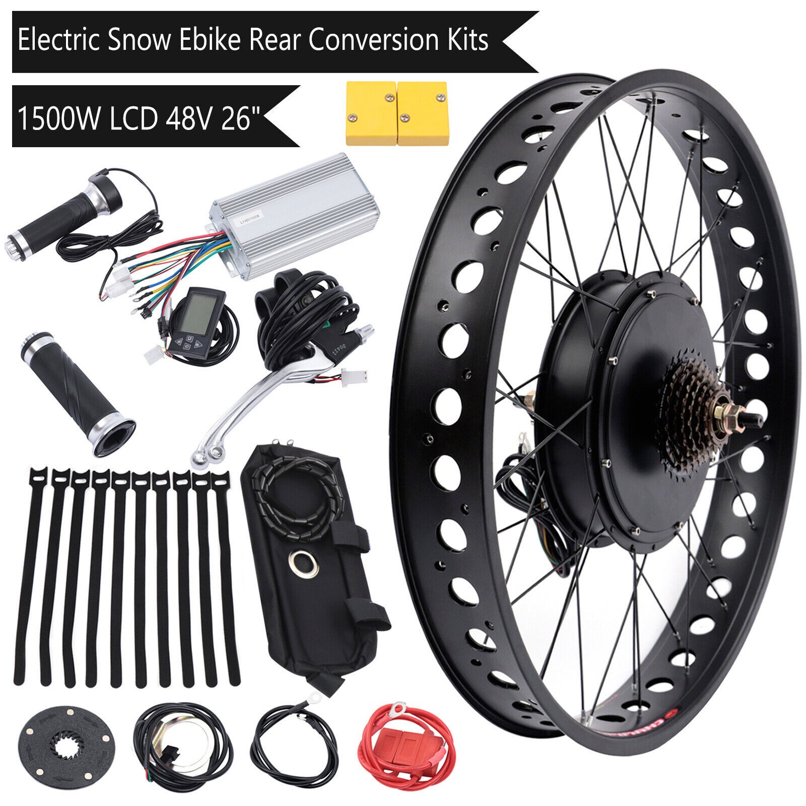 Ebike Fat Tire Bicycle Rear Hub Motor Conversion Snow Wheel Kit For 26\