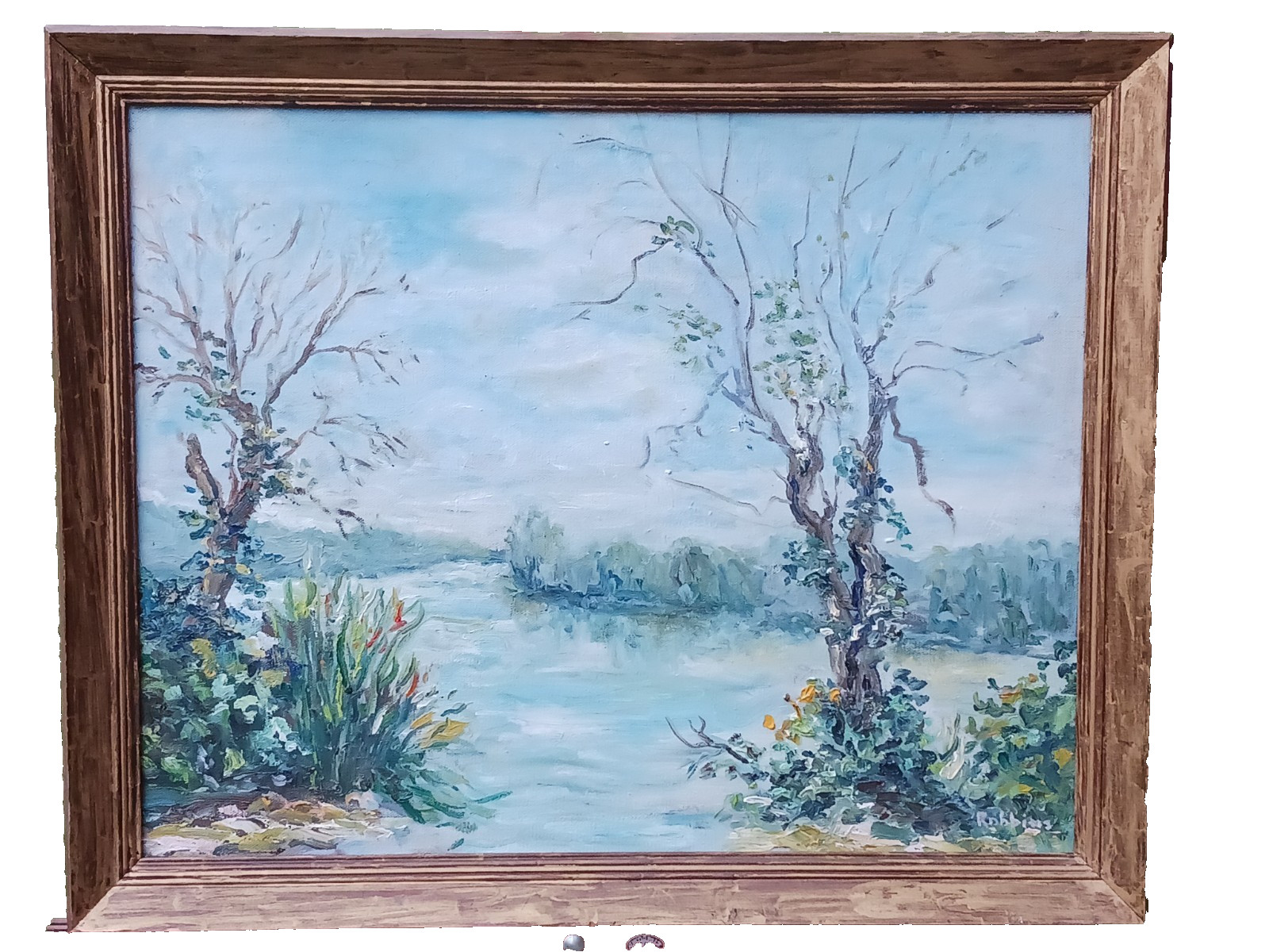 Vintage Impressionist Landscape Oil painting Nocturne in Blue and Gray Vintage Impressionist Landscape Oil painting Nocturne in Blue and Gray