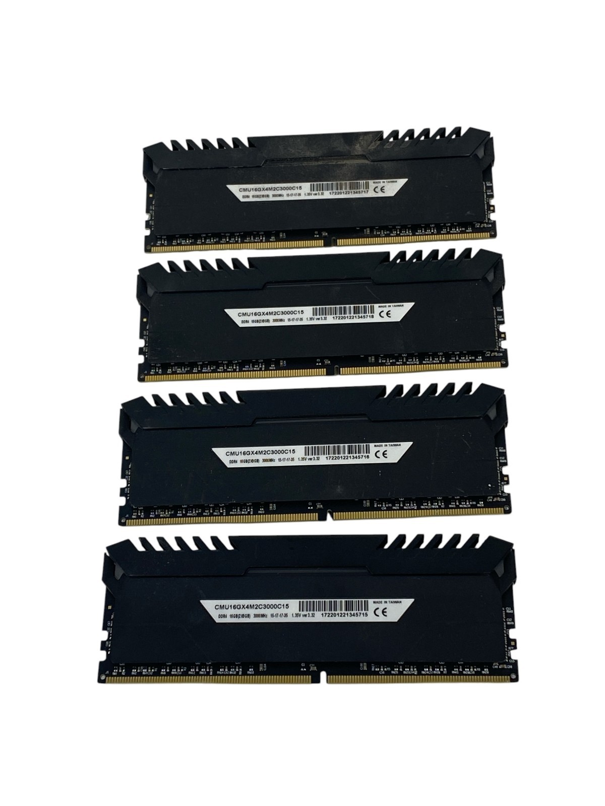 Corsair Vengeance LED 16GB (4X8GB) DDR4 3000MHz Red CMU16GX4M2C3000C15R Lot of 4