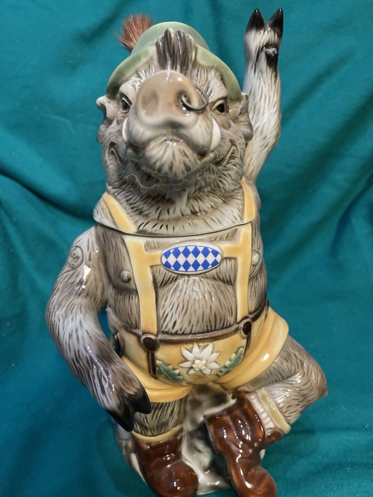 MAX THE BAVARIAN BOAR CHARACTER STEIN GERMAN MADE , ALBERT STAHL EX CONDITION MAX THE BAVARIAN BOAR CHARACTER STEIN GERMAN MADE , ALBERT STAHL EX CONDITION