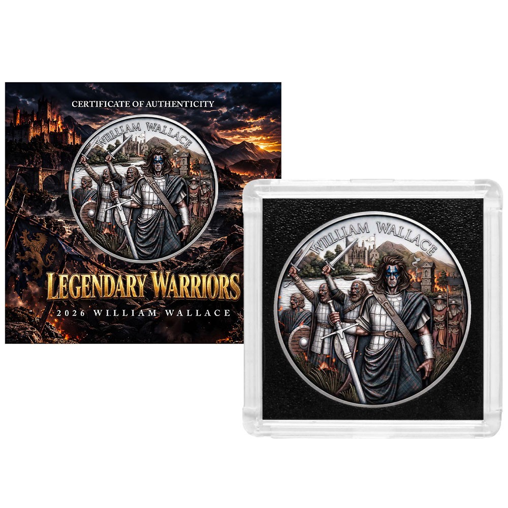 1 Troy oz Colorized William Wallace Design .999 Fine Silver Round