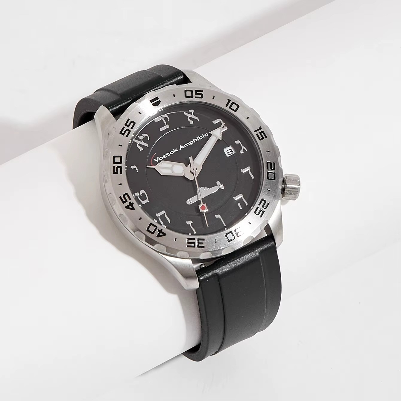 Mens Automatic Dive Watch Hebrew Numerals Dial 41mm Waterproof 30M