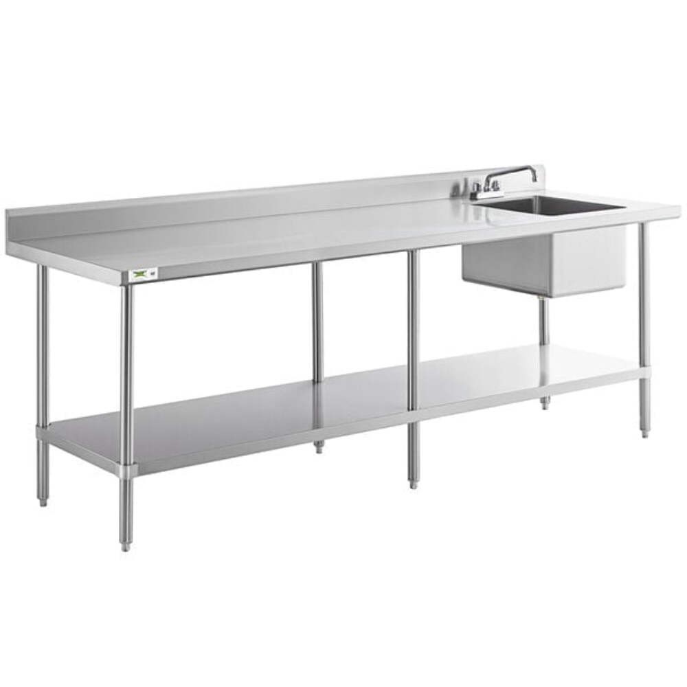 Z@ REGENCY Work Table w/ Right Sink Stainless Steel 600ST3096R (AS-IS, Some Extr