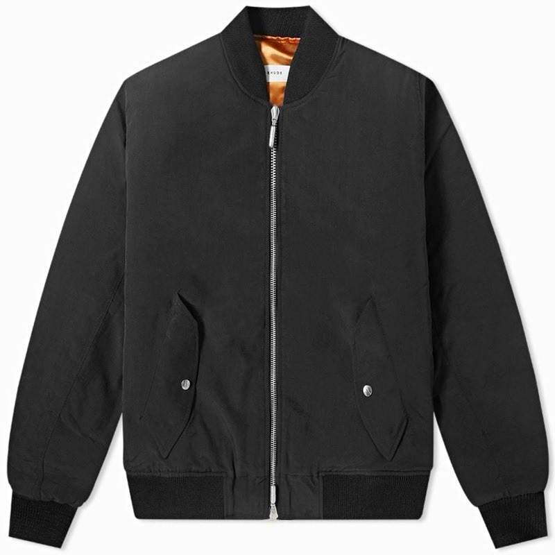 Rhude Black Nylon Bomber Jacket S Full Zip Logo Zipper Pockets Short Rhude Black Nylon Bomber Jacket S Full Zip Logo Zipper Pockets Short