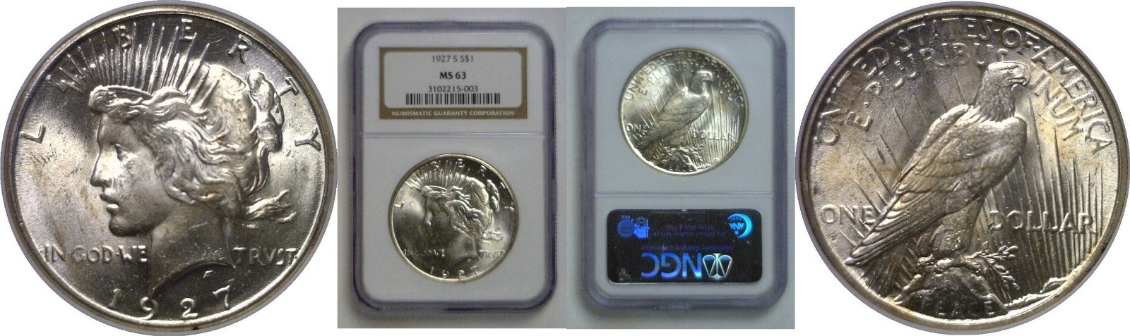 1927-S Peace Dollar NGC MS-63