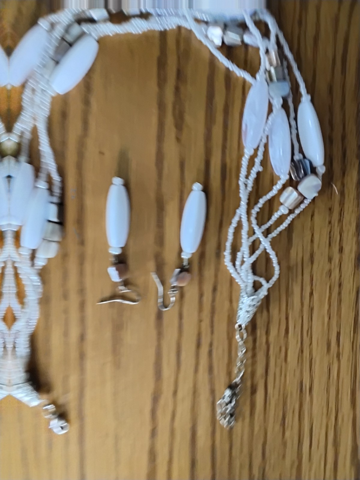 Vintage 5 Strand White Ivory Necklace with matching Earrings Vintage 5 Strand White Ivory Necklace with matching Earrings