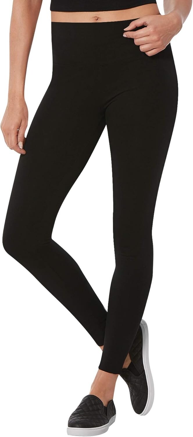 Peds Womens  Black Cotton Leggings Medium(8-10)