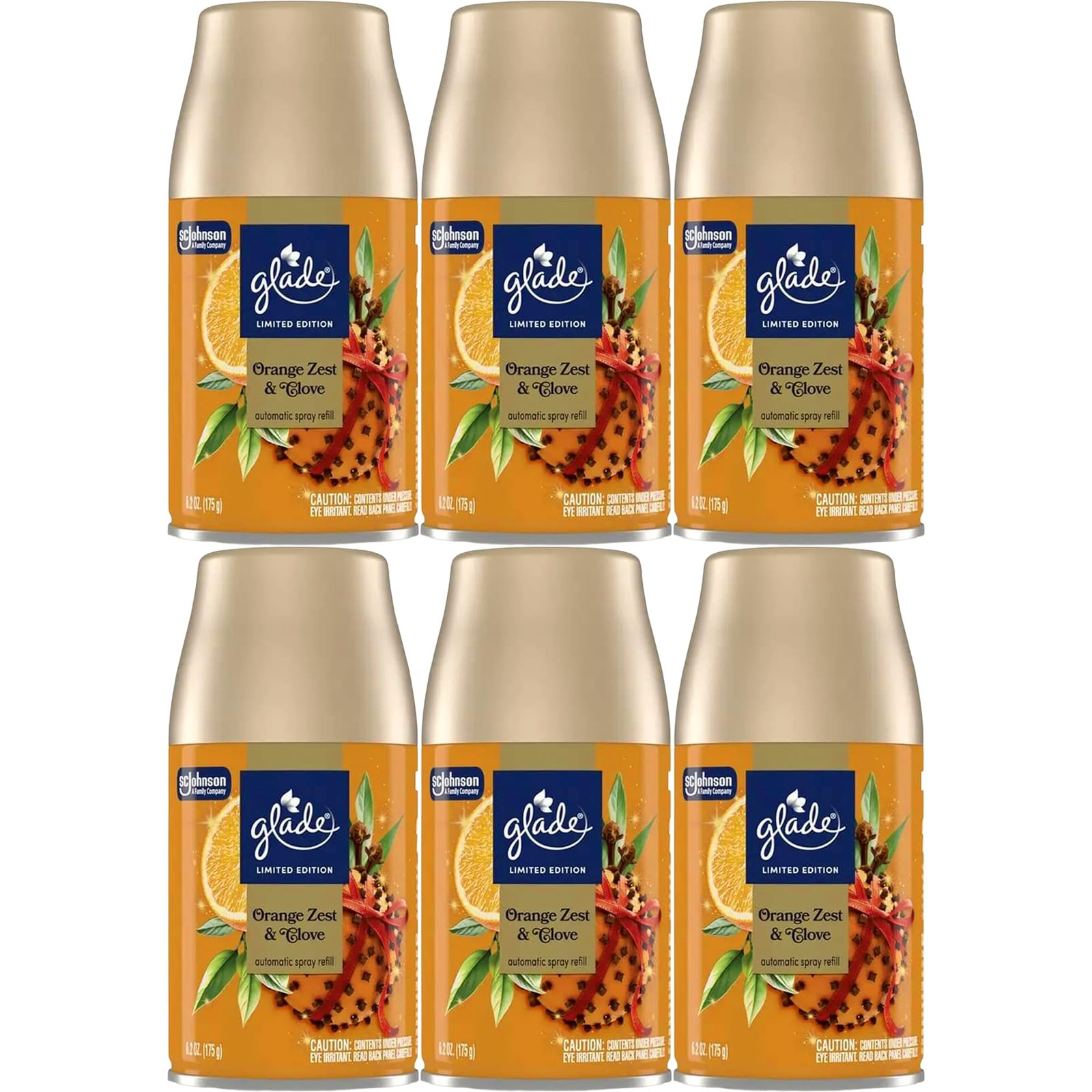 NEW Glade Automatic Spray Refill, 6 Pack, Orange Zest & Clove Scent