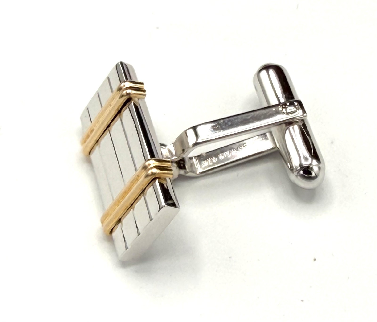 WEH Walter E Hayward 14K Ribbon Sterling Modernist Single Cufflink NOS 6.1g WEH Walter E Hayward 14K Ribbon Sterling Modernist Single Cufflink NOS 6.1g