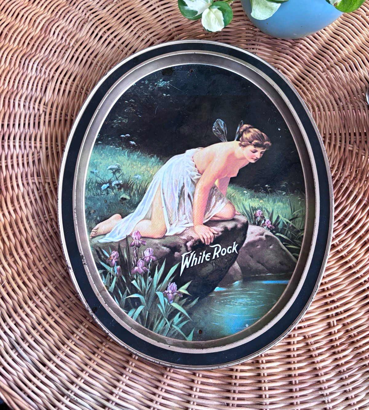 Vintage White Rock Advertising Tray | 1920s–1940s Style | Classical Art